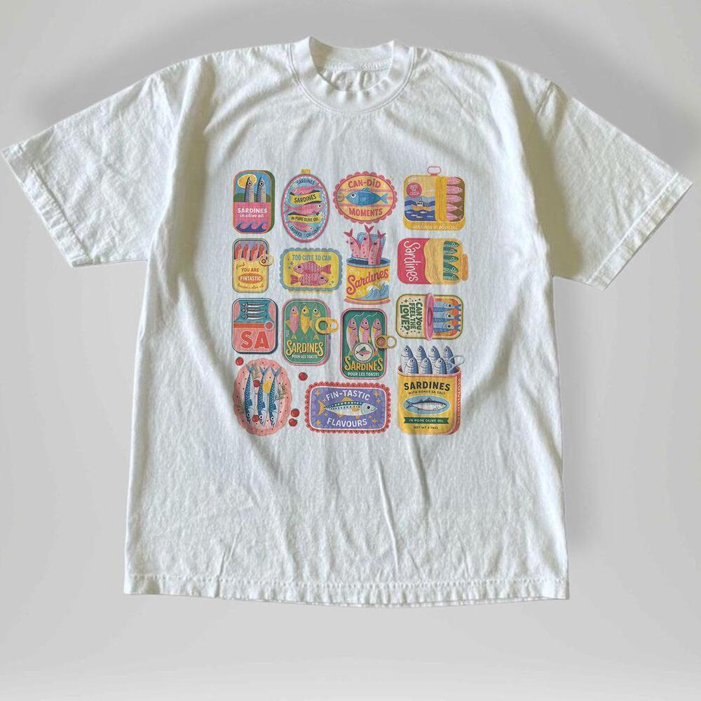 Style Sardine Cans T-Shirt Retro Tinned Fish Graphic Tee